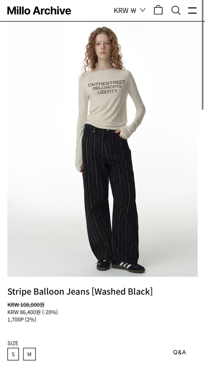 밀로우먼 스트라이프 벌룬진 m사이즈 상품이미지4
