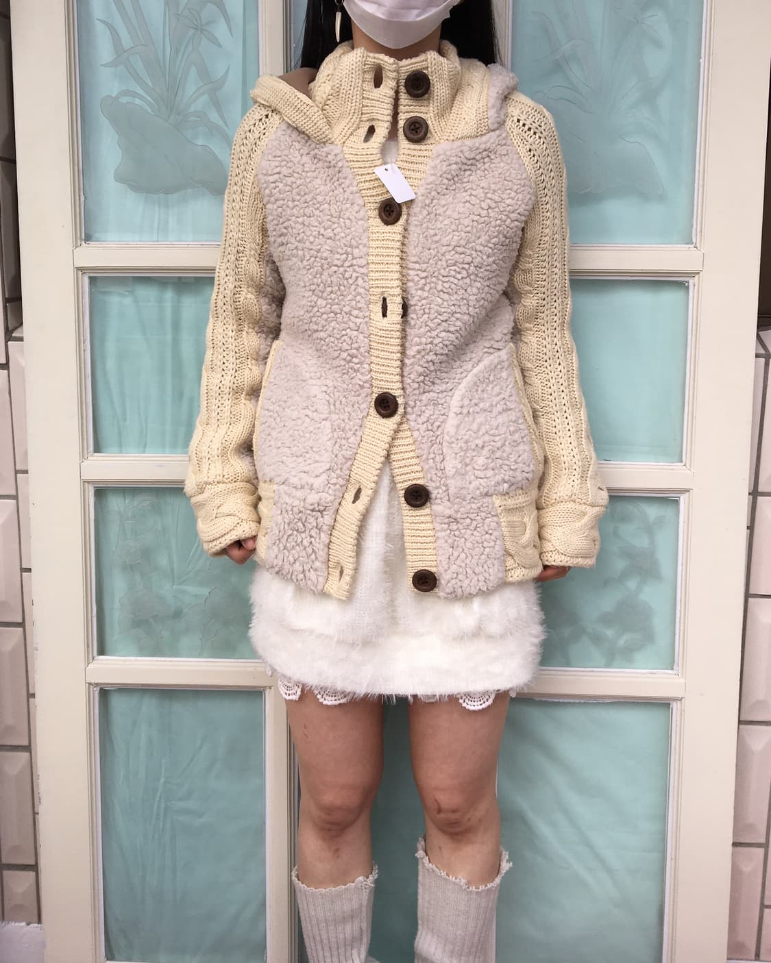 Fleece layer cable knit jacket 상품이미지1