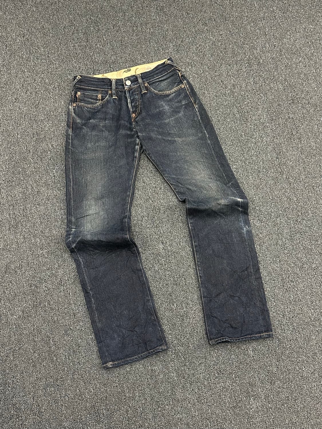 28)에비수 빈티지 포켓 프린팅 여성 셀비지 데님팬츠 상품이미지2