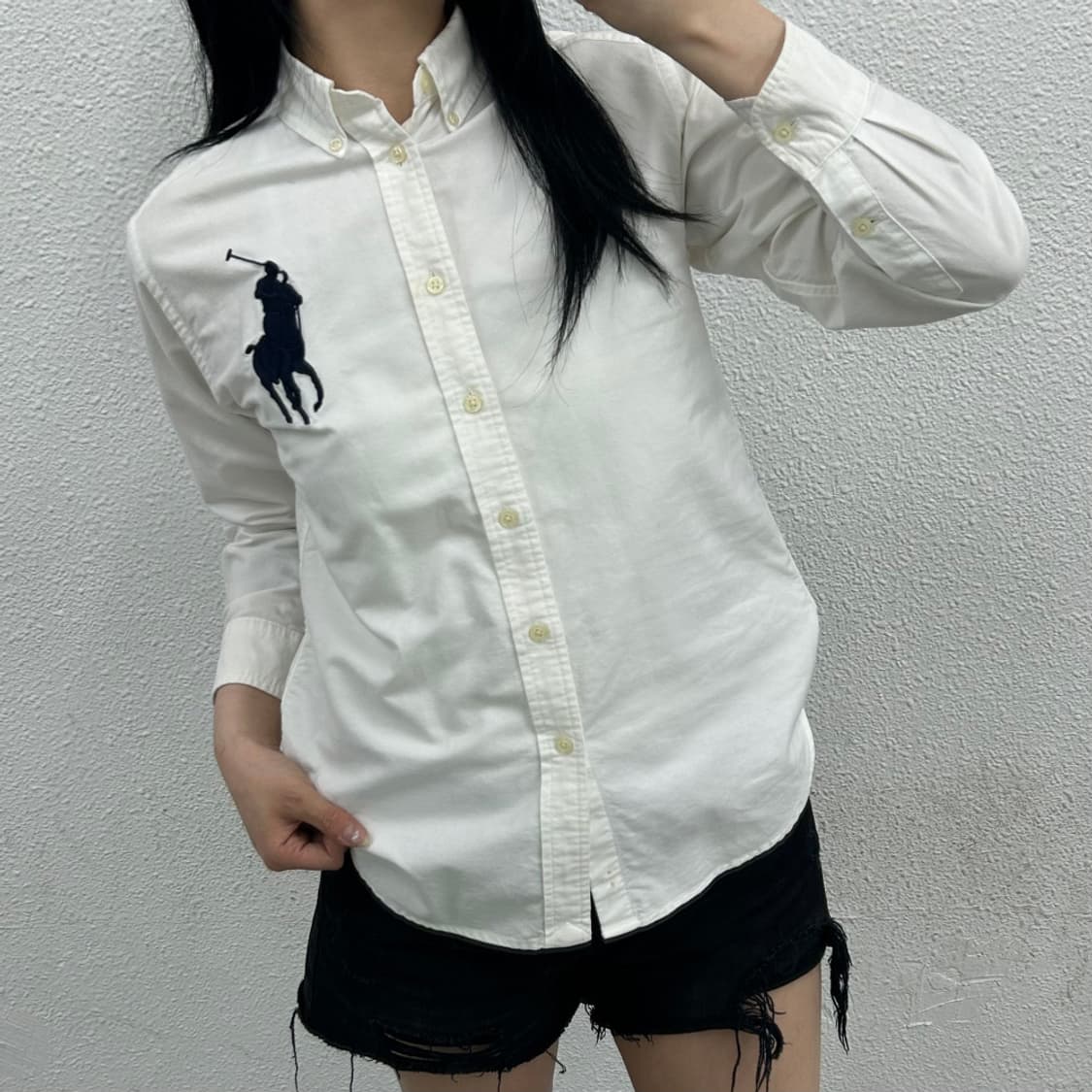 폴로 랄프로렌 네이비 빅포니 화이트 셔츠 M 상품이미지1