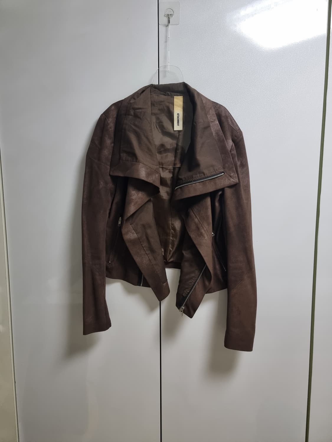 다크브라운 스웨이드 그런지 하이넥 자켓 릭오웬스 느낌 상품이미지3