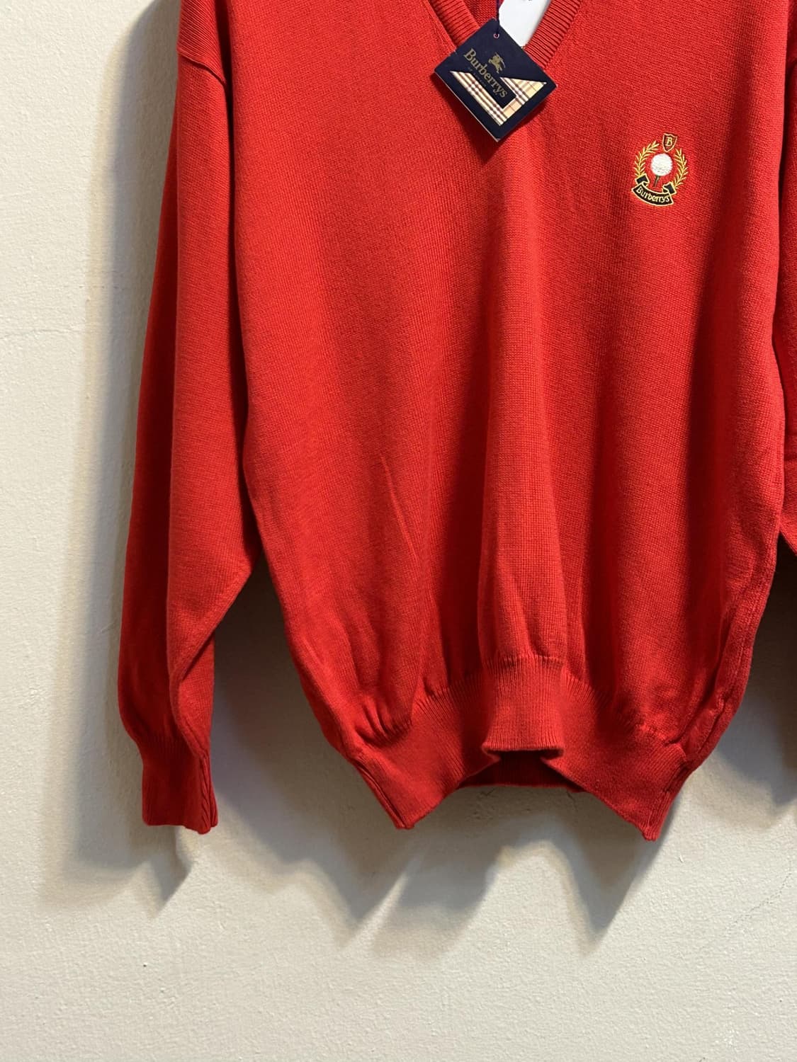 (deadstock) 90s 버버리 로고 브이넥 니트 스웨터 상품이미지4