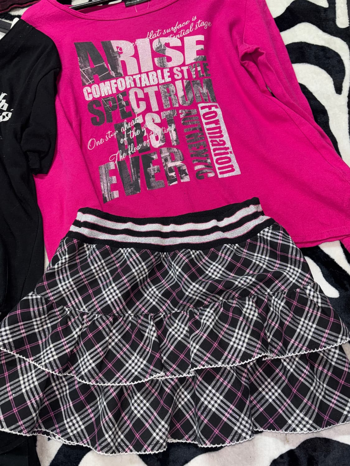 핑크 글리터 체크 스커트 상품이미지1