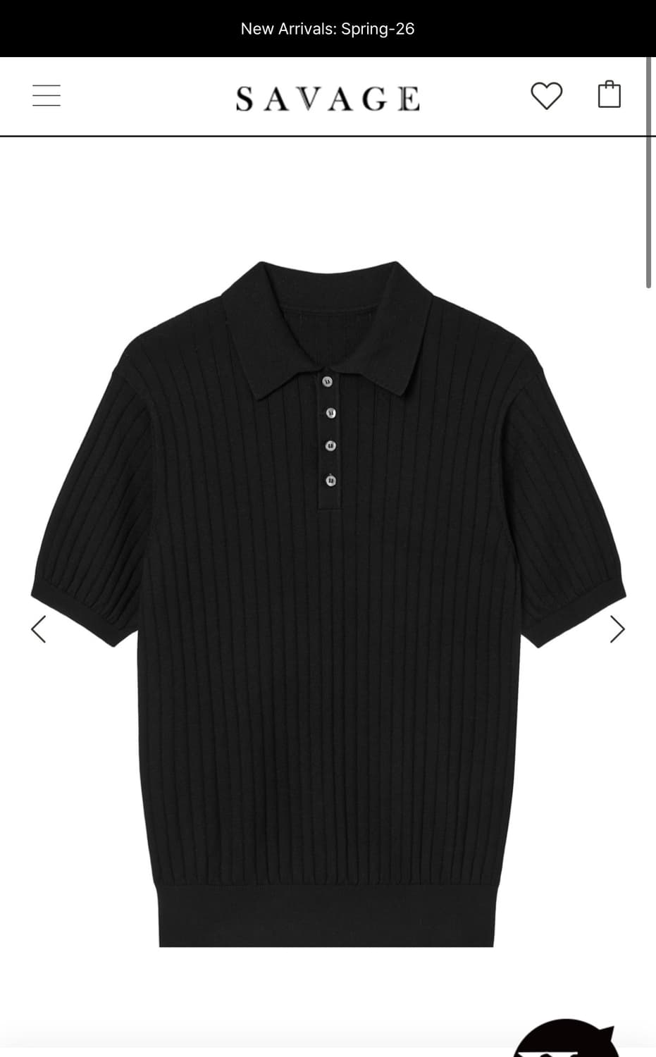 세비지 하프 폴로 니트 블랙 L 상품이미지1