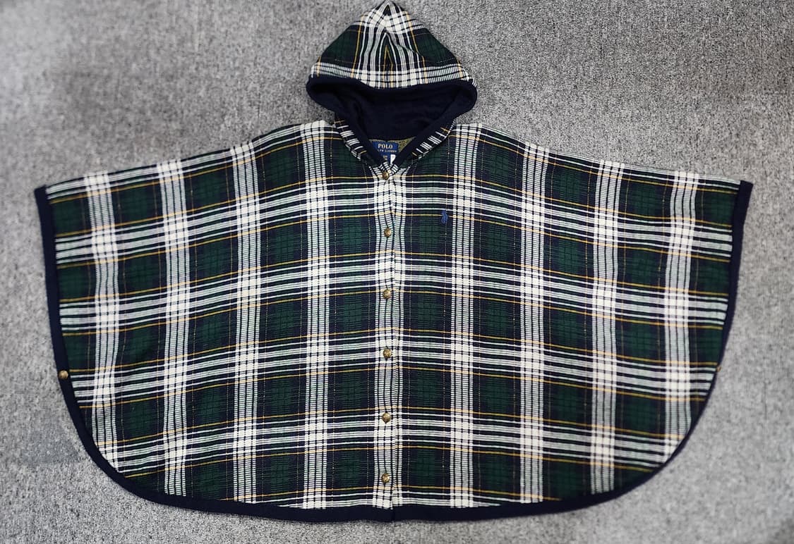폴로 랄프로렌 플래드 울 블렌드 타탄체크 후드 판초 걸스 S 상품이미지2