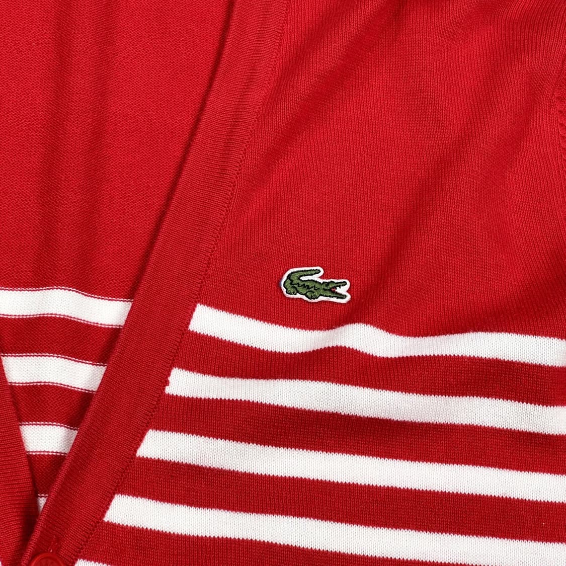 라코스테 크록 스트라이프 레드 니트 가디건 (M 여성추천) 상품이미지3