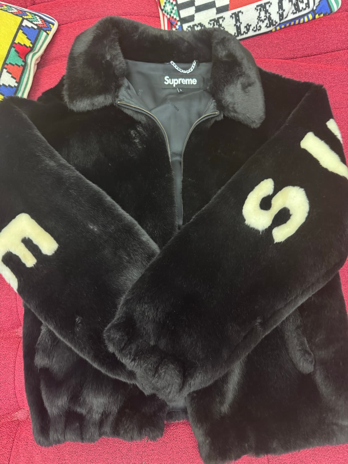 슈프림 faux 퍼 자켓 블랙 라지 상품이미지2