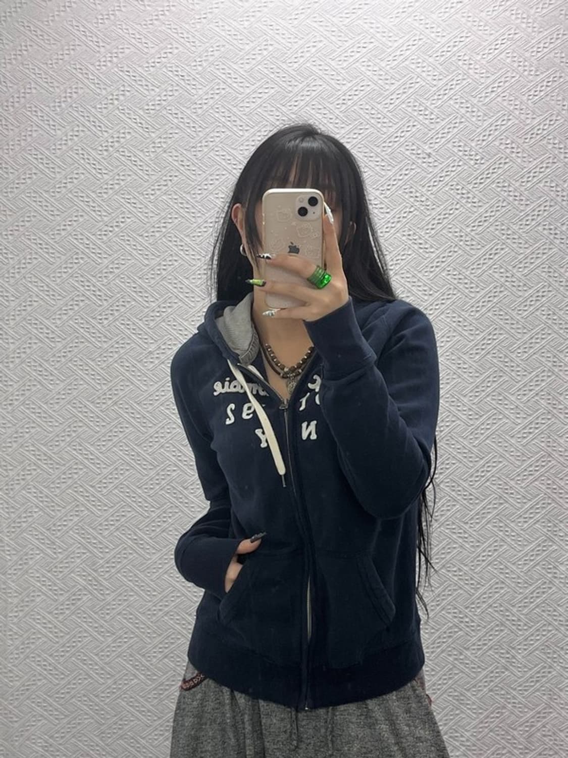 아베크롬비 Y2K 00's 슬립핏 약기모 후드집업 L C08535 상품이미지2