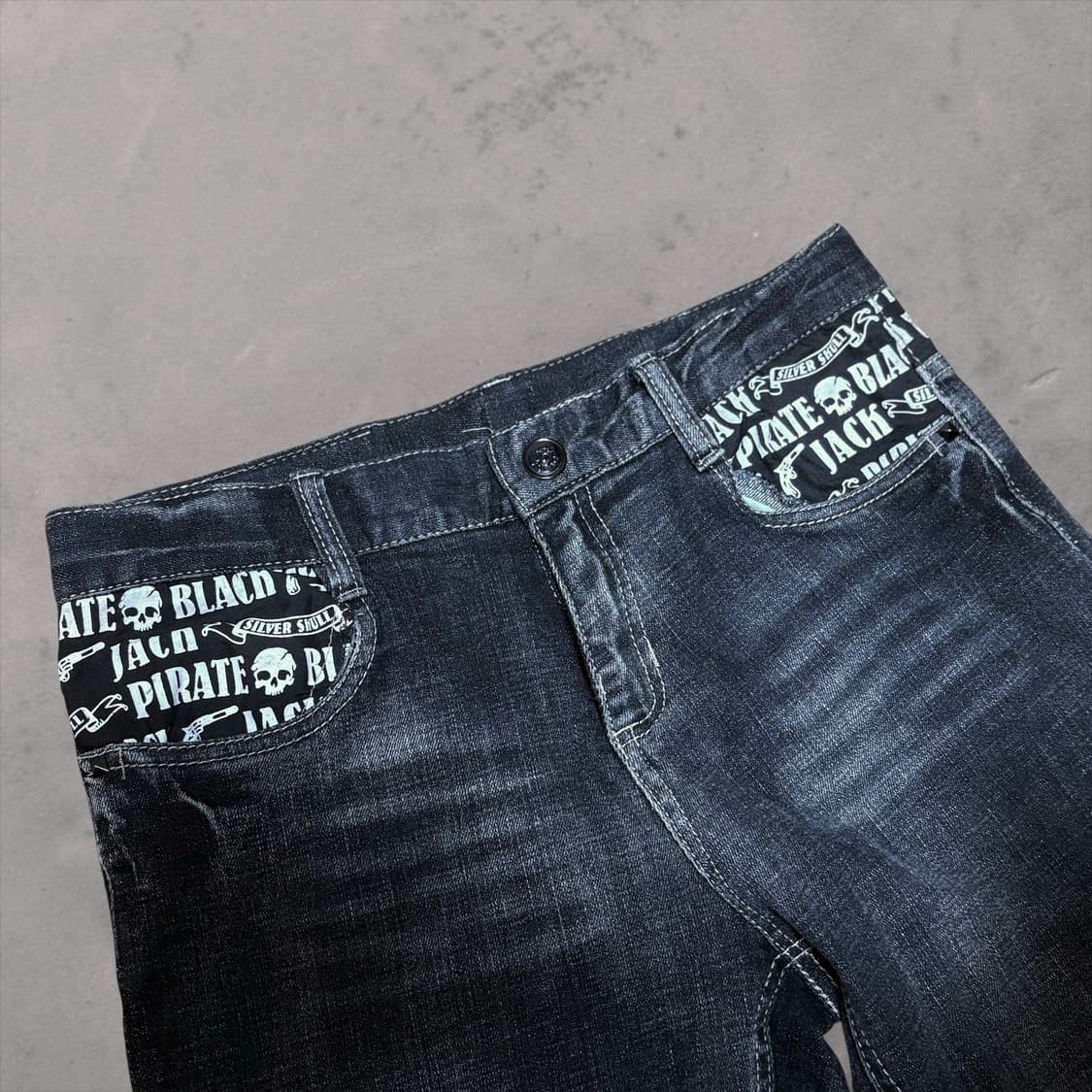Puck Silver Skull Straight Denim Jean 상품이미지3