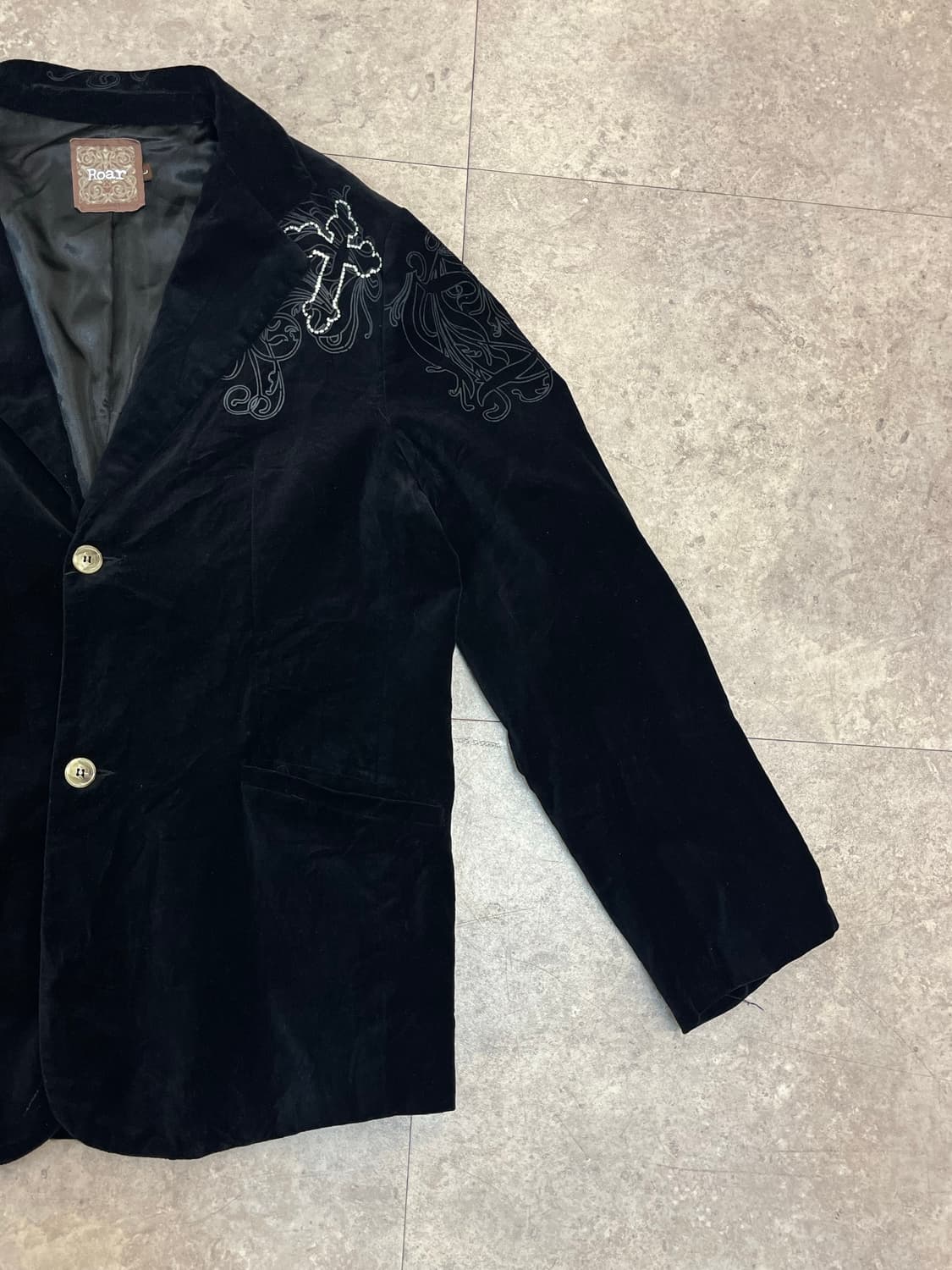 빈티지 벨벳 자켓 블랙 L #csz2141 상품이미지5