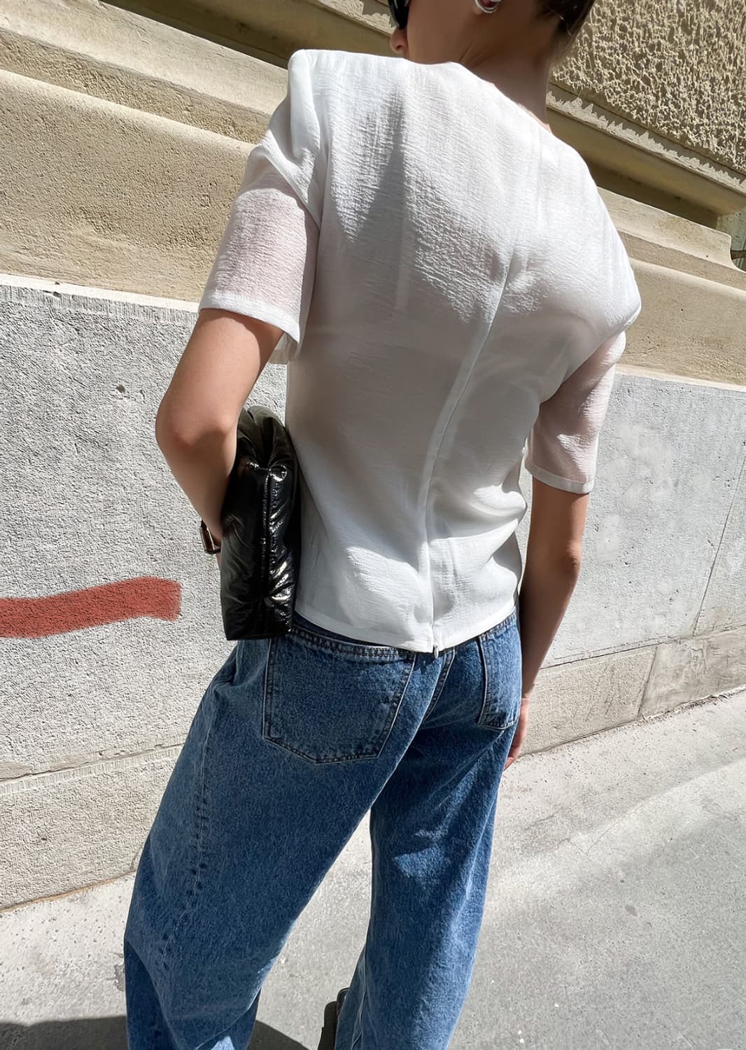 드래곤블루스 리본 포인티드 블라우스 - 심플리 화이트 상품이미지6