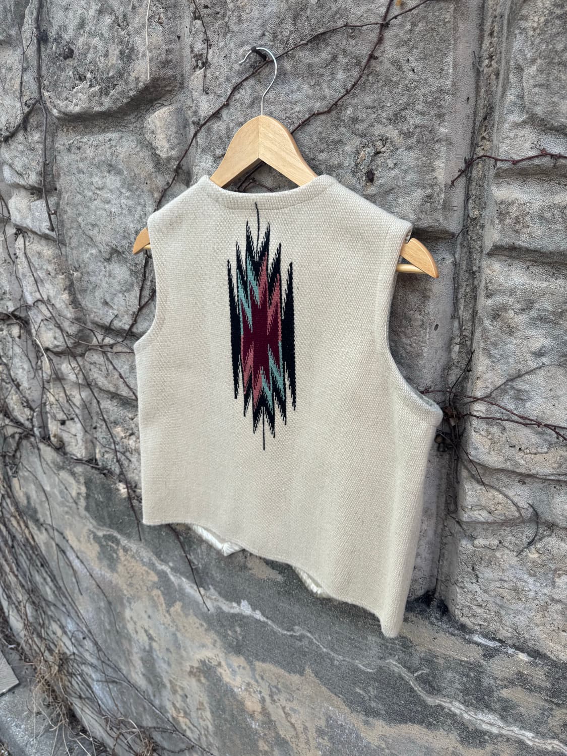 오르테가 빈티지 네이티브 웨스턴 핸드 우븐 울 치마요 베스트 조끼 상품이미지4