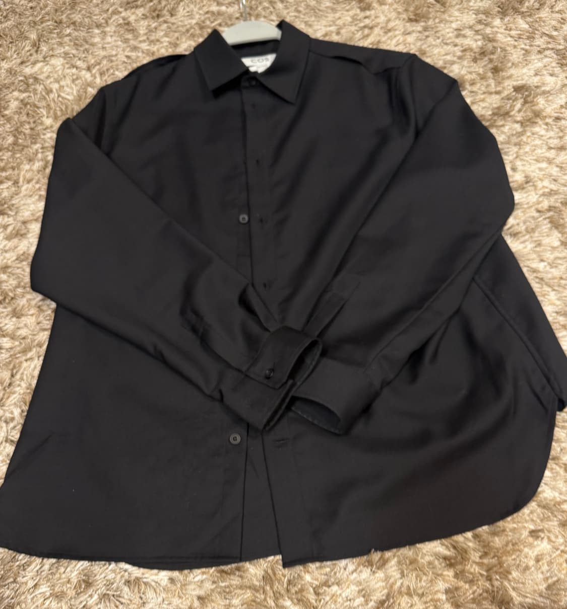 코스 COS 25fw 릴랙스드 울 블렌드 셔츠 black m size  상품이미지4