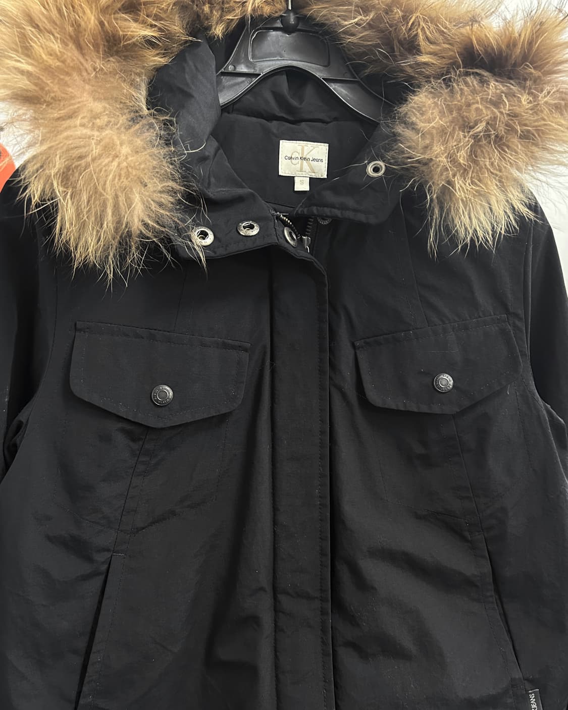 캘빈클라인 퍼 후드 포켓 크롭 패딩 점퍼 상품이미지2