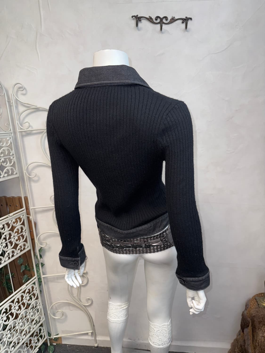 Black denim pocket pk knit button 가디건 상품이미지5