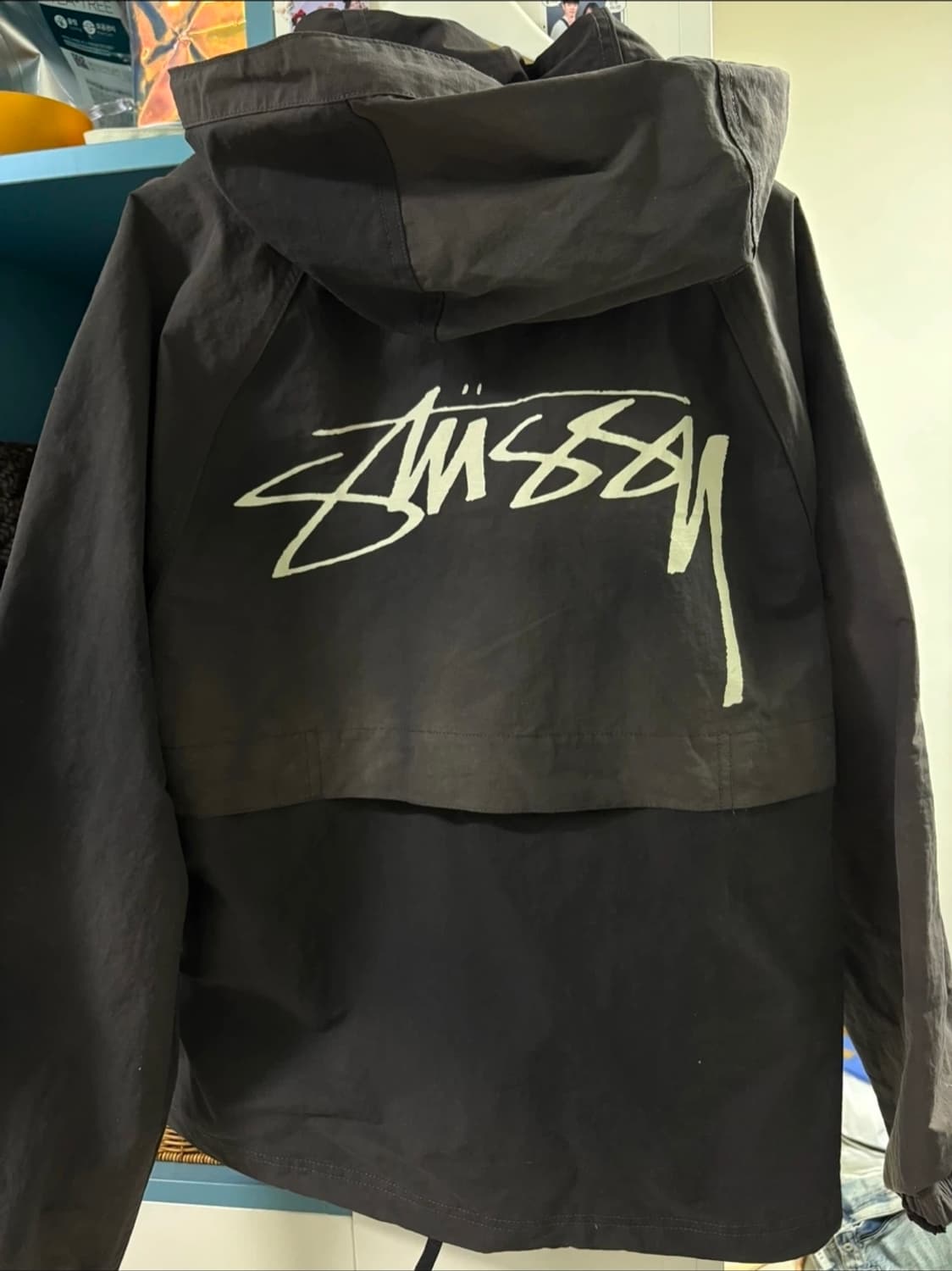 스투시 웨이브 다이 비치 쉘 자켓 블랙 상품이미지2