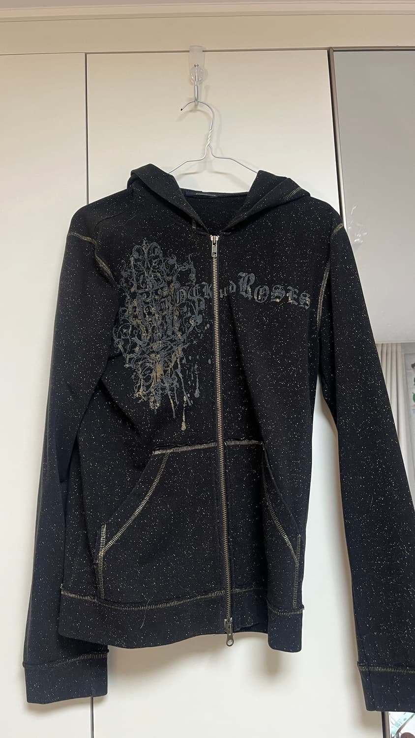빈티지 스팽글 블랙 후드 집업 상품이미지1
