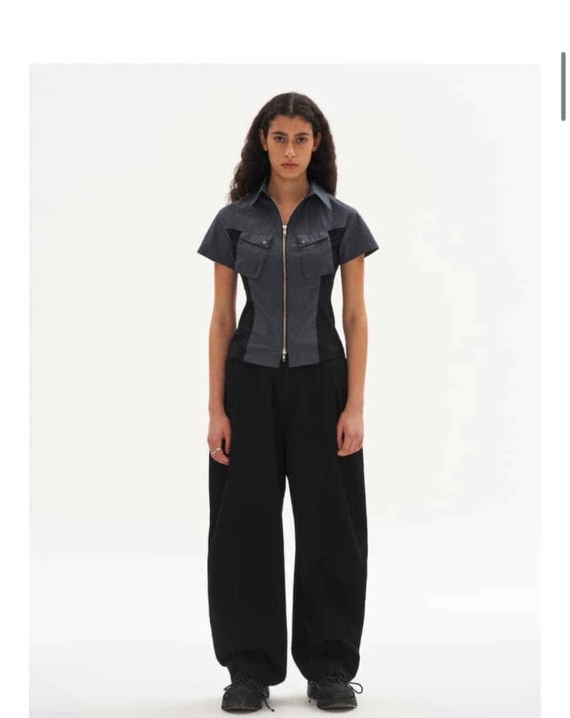 웰빙익스프레스 투턱 와이드 팬츠 블랙 M 상품이미지1