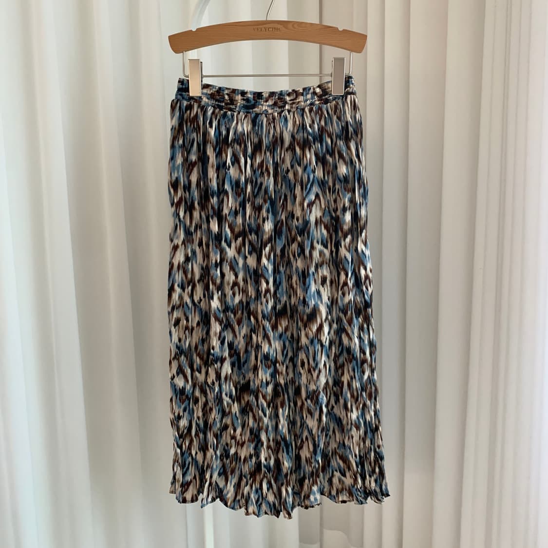 빈티지 이자벨마랑 스타일 블루 레오파드 패턴 플리츠 롱스커트 상품이미지7