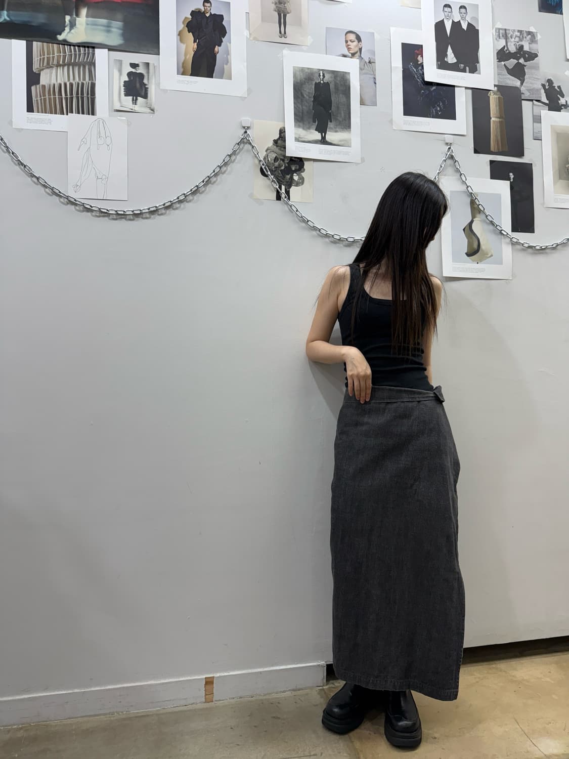 요지 야마모토 누아르 폴드 데님 롱 스커트 상품이미지6
