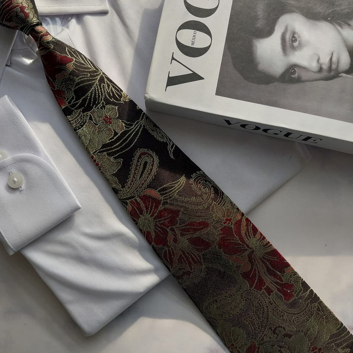 발망 실크 블랙 플라워 아트 자카드 넥타이 9.6cm A+등급 K1603 상품이미지8