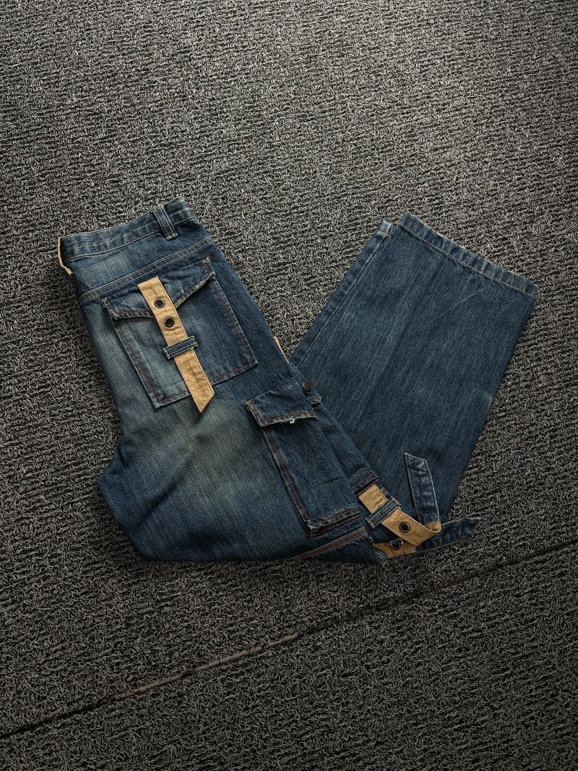 00s y2k 빈티지 퍼티그 카고 데님 팬츠 1477 상품이미지1