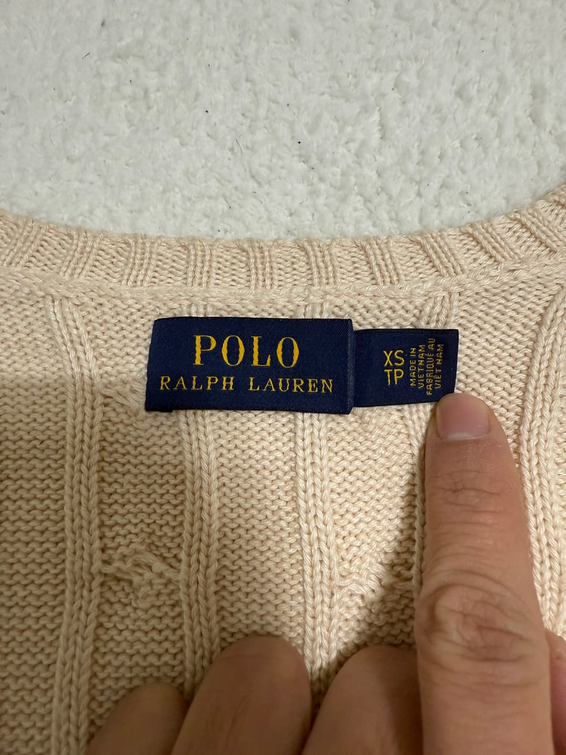 폴로 랄프로렌 브이넥 케이블 니트 아이보리 상품이미지4