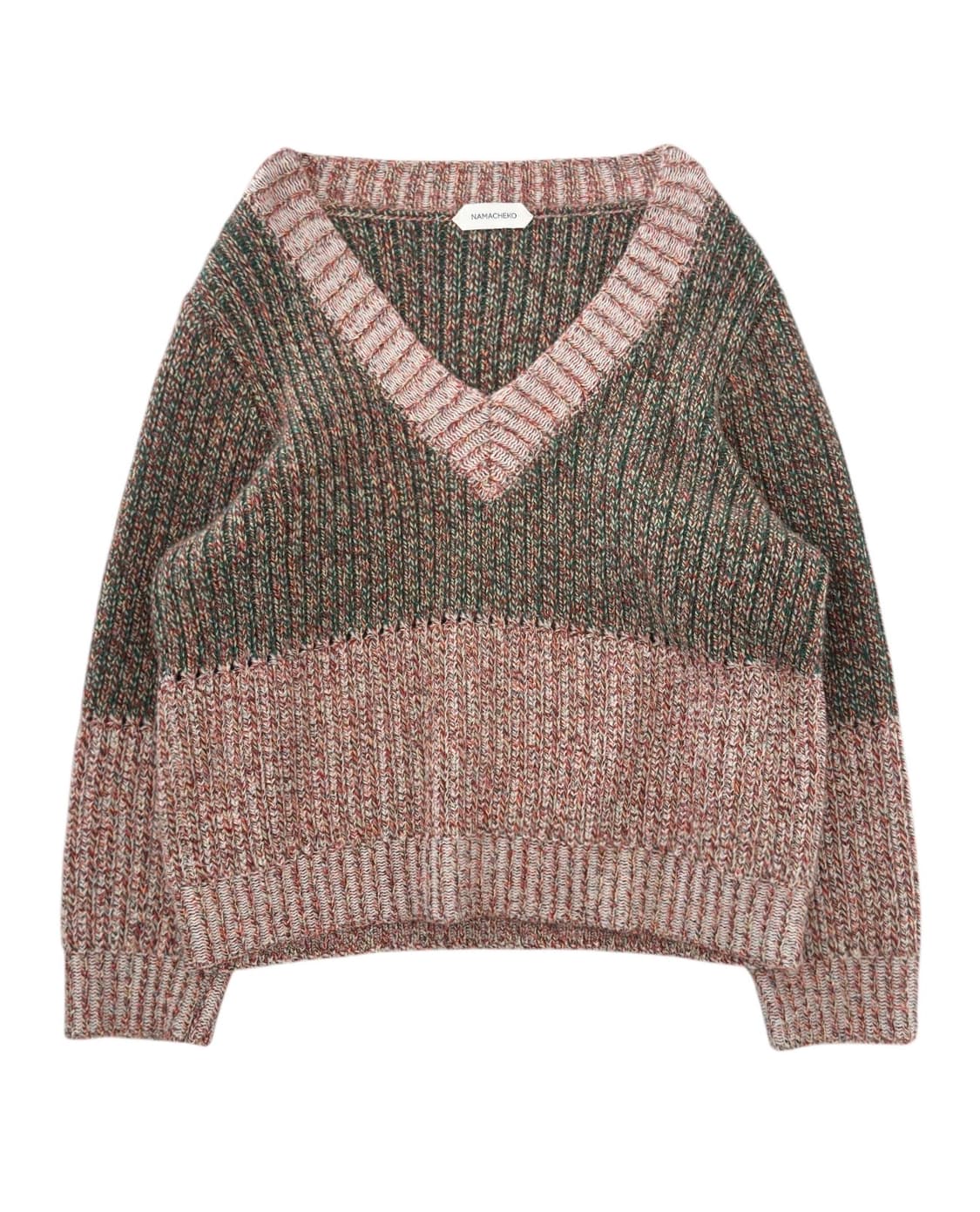 나마체코 컬러 패널 브이넥 니트 상품이미지1