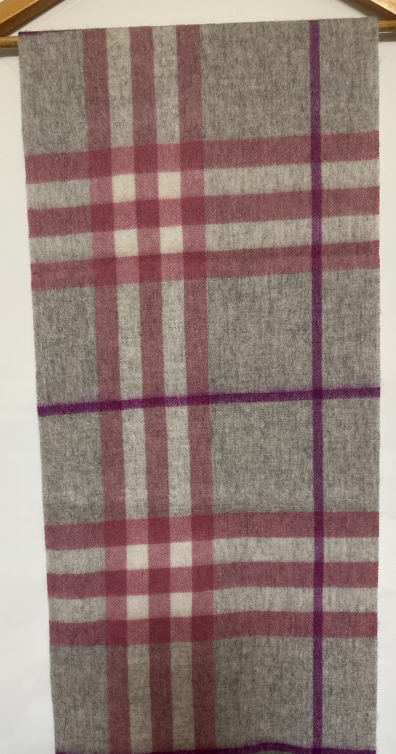 버버리 캐시미어 머플러 그레이/핑크 체크남여공용 상품이미지5