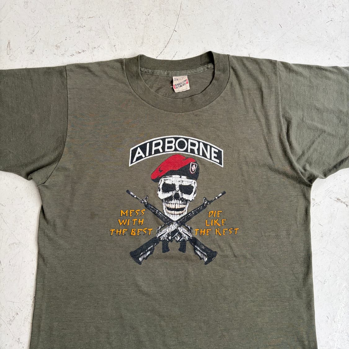 80s USA Airborne 로스트 보이즈 빈티지 반팔티 M 상품이미지4