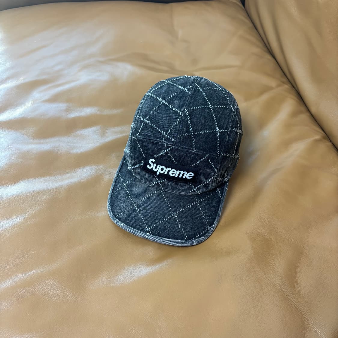 Supreme 슈프림 펀치드 데님 블랙 캠프캡 모자 Denim Black 상품이미지1