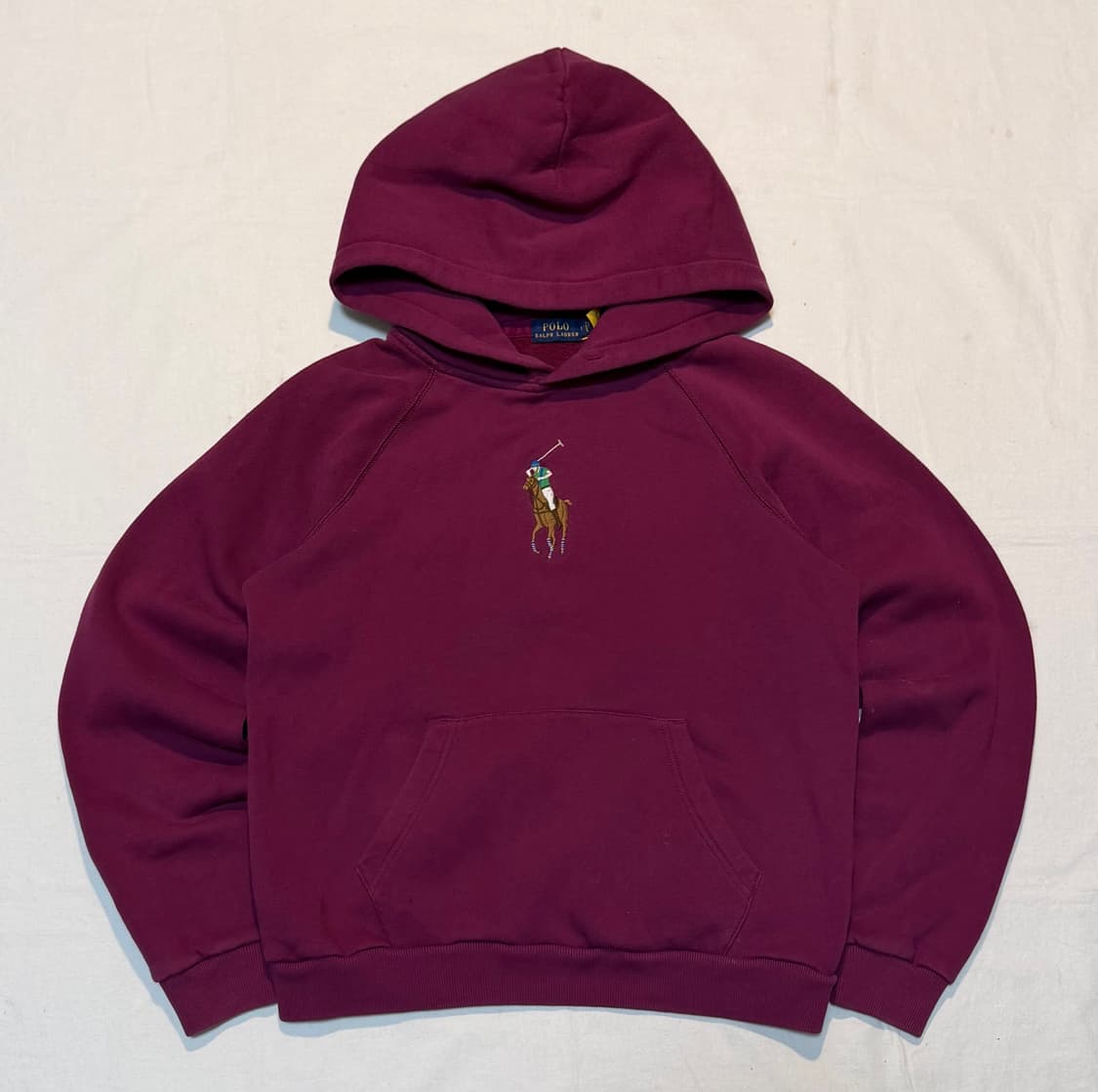 폴로 랄프로렌 빅포니 센터로고 후드티 버건디 와인 상품이미지1