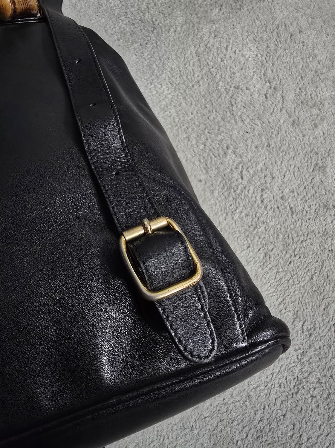 정품 Gucci 구찌 뱀부 백팩 블랙 레더 상품이미지5