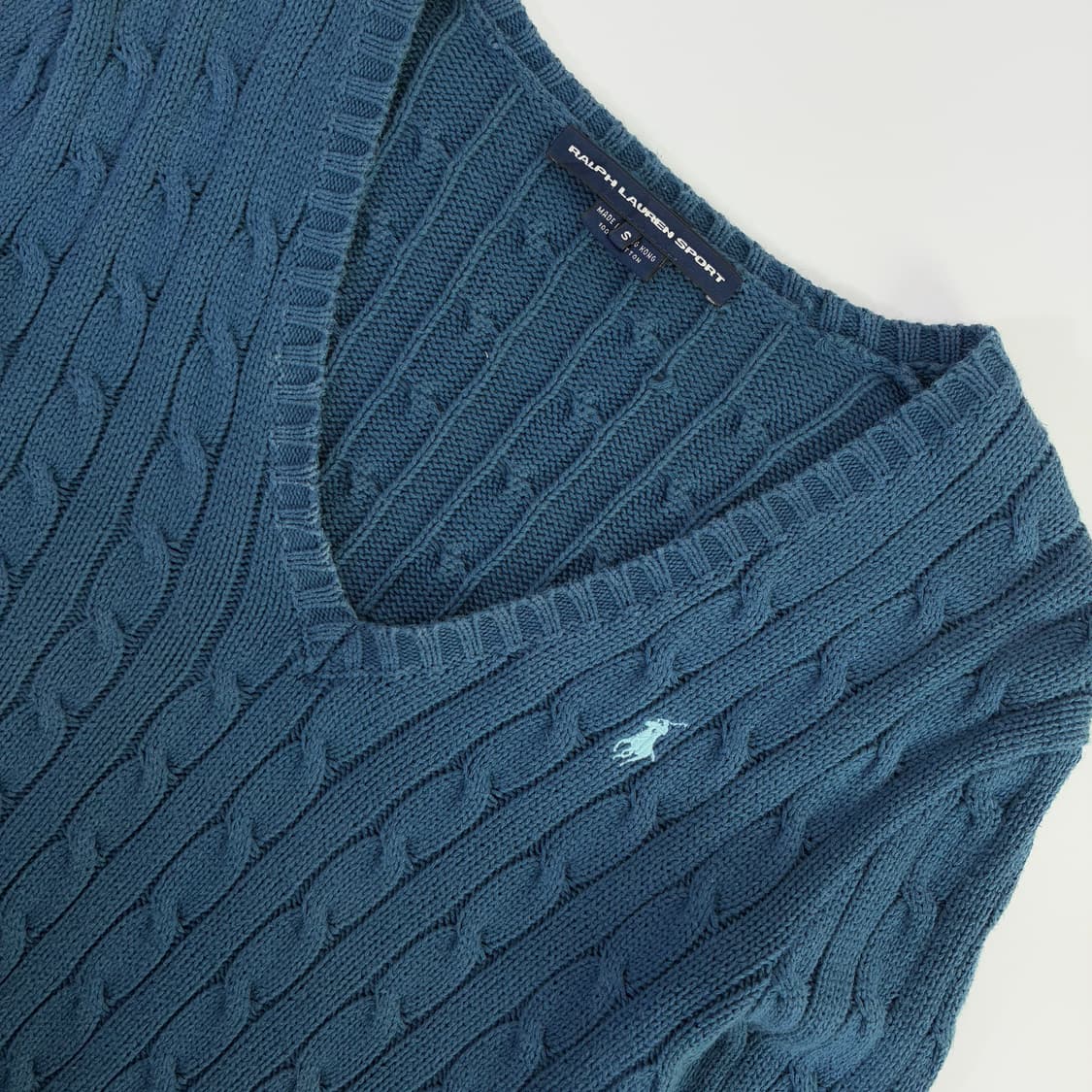 Polo  폴로 랄프로렌 스포츠 자수 우먼스 꽈배기 브이넥 니트 상품이미지3