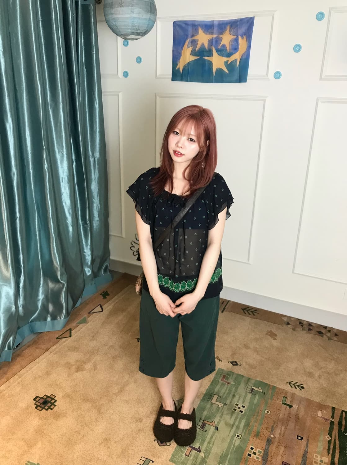단추 포인트가 너무 귀여운 하프팬츠🫪 푸릇 푸릇한 그린 코디셋🦎🌳 상품이미지6