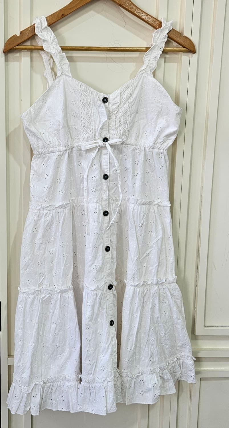 화이트 펀칭 코튼 레이스 원피스 상품이미지2