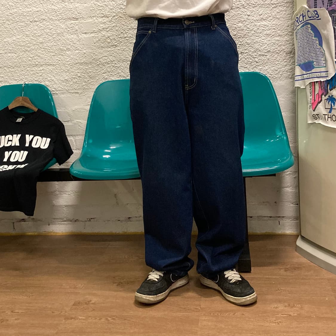 스쿨오브하드낙 올드스쿨 힙합 자수 카펜터 데님 팬츠 상품이미지2