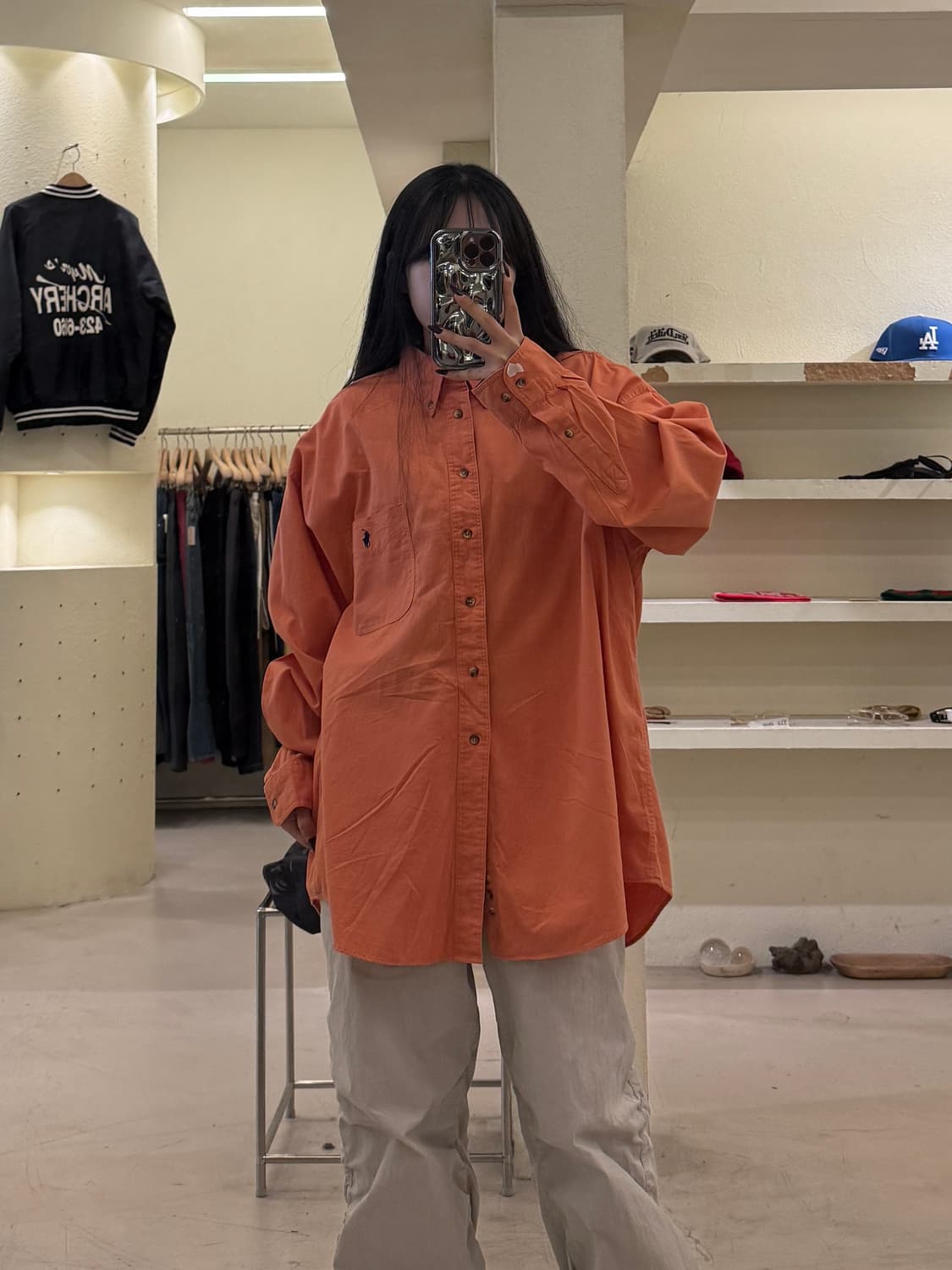 폴로 랄프로렌 포니 자수 버튼다운 셔츠 오렌지 U1718 상품이미지1