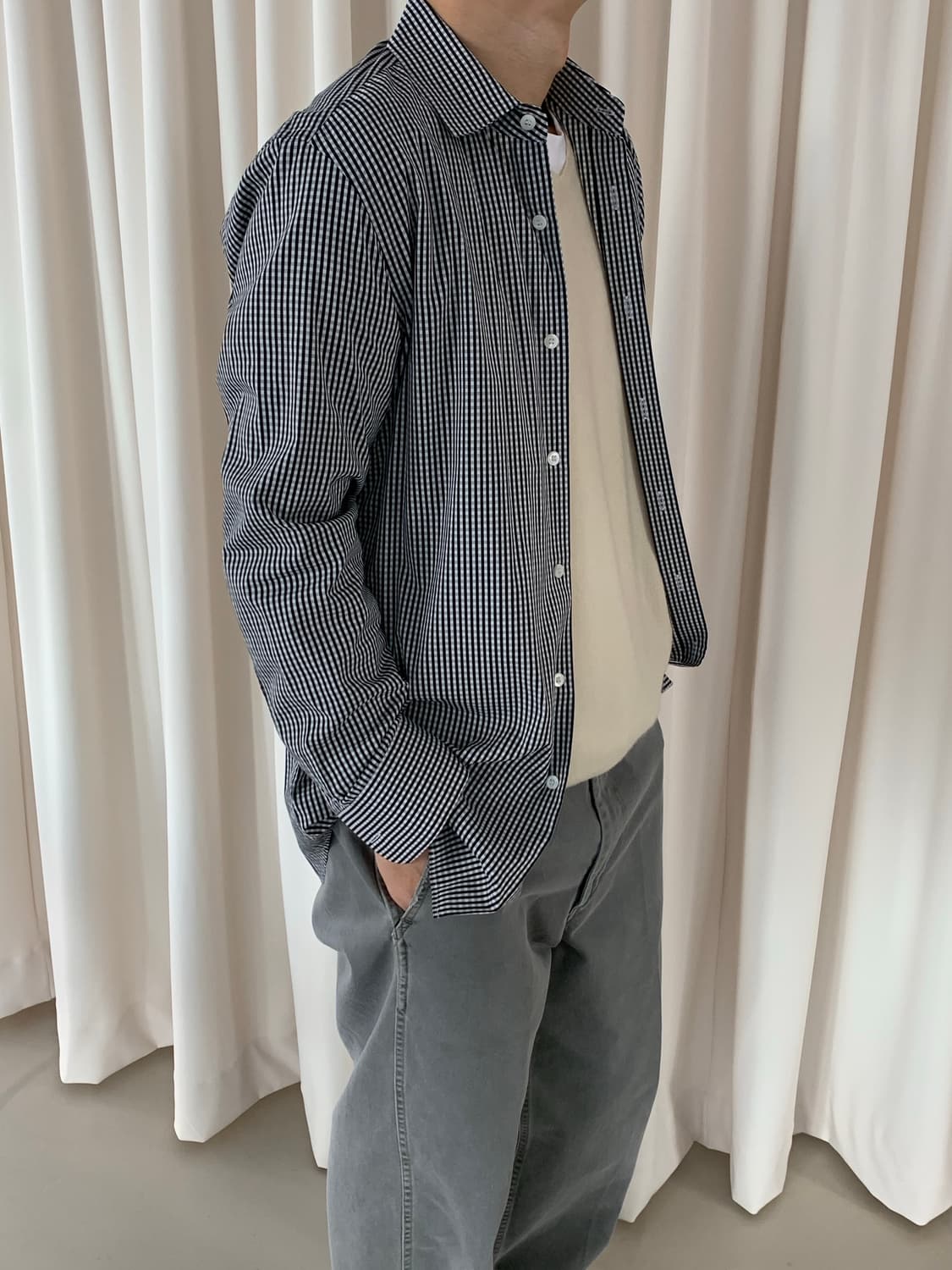 00's "PRADA" cotton check Shirt  상품이미지2