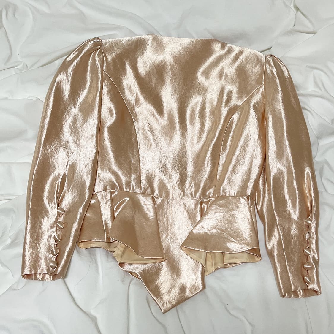 빈티지 ) 핑크베이지 새틴자켓 상품이미지4