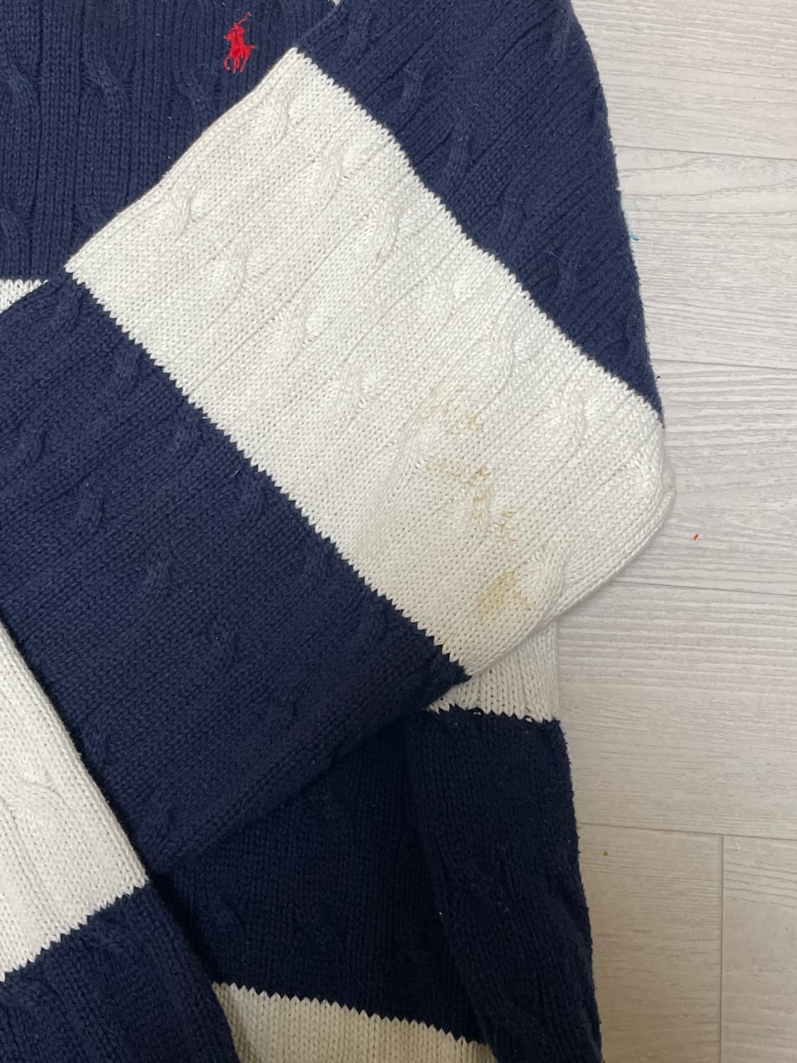 폴로) 남색-흰색 줄무늬 니트 상품이미지4
