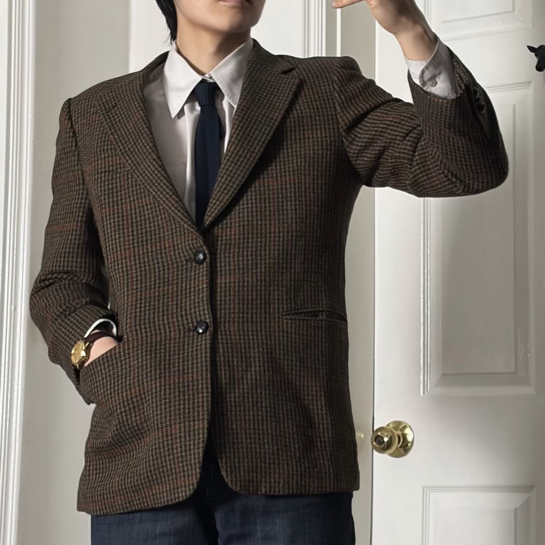 00s 닥스 체크 블레이저 울100% 포엣코어 상품이미지2