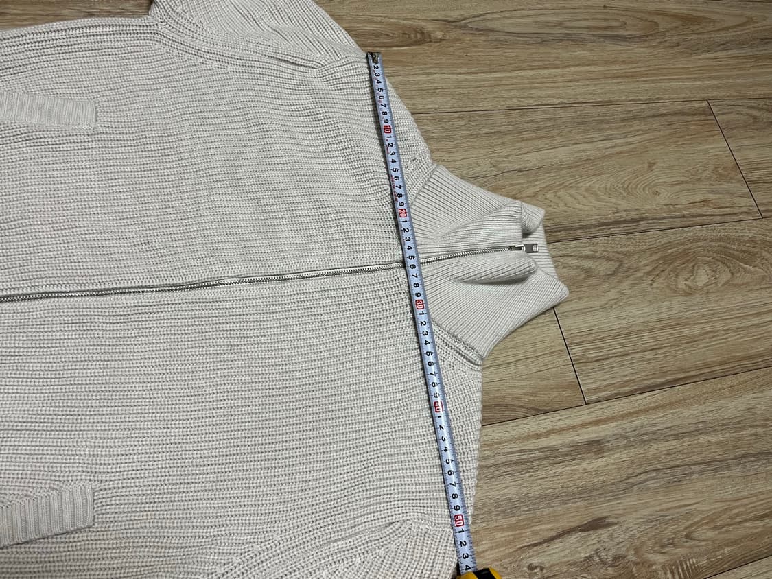 인템포무드 오블리크 라인 메리노 울 풀 집업_아몬드밀크 XL 상품이미지10