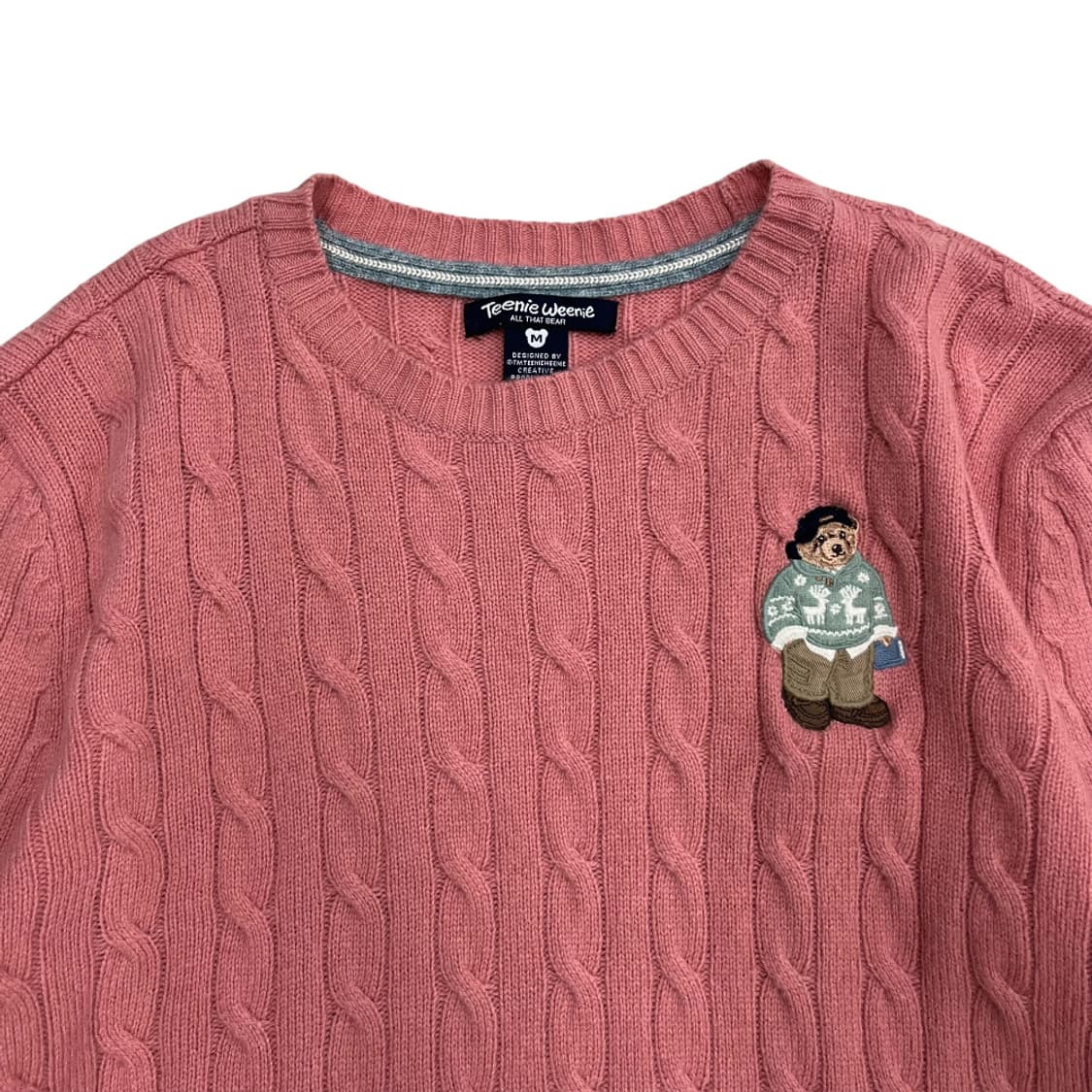 티니위니 곰돌이 로고 딸기우유맛 꽈배기 니트 M 상품이미지4