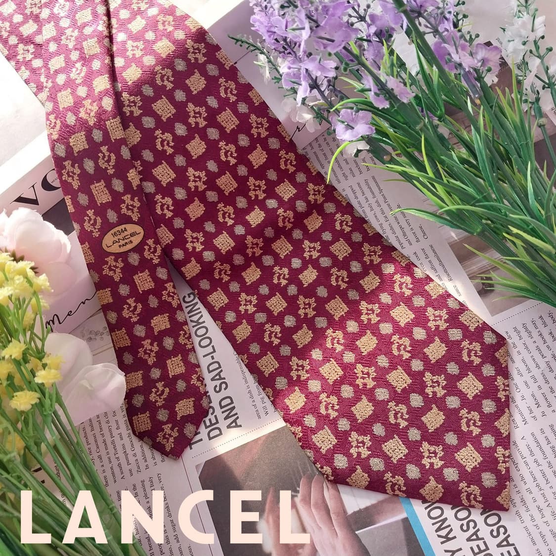 란셀 실크 와인 자카드 패턴 넥타이 9.9cm A+등급 K1364
 상품이미지1