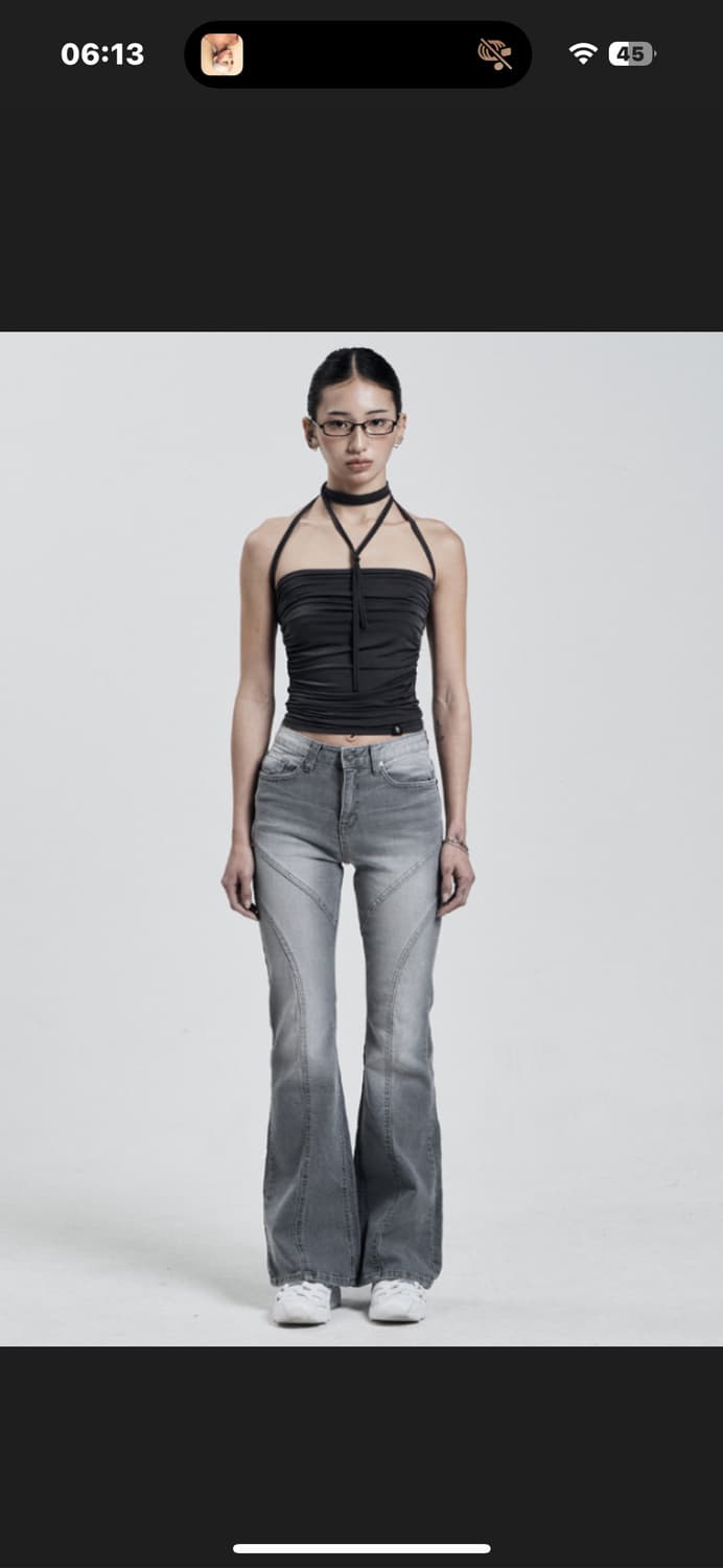 라인 워싱 데님 그레이 S 상품이미지3