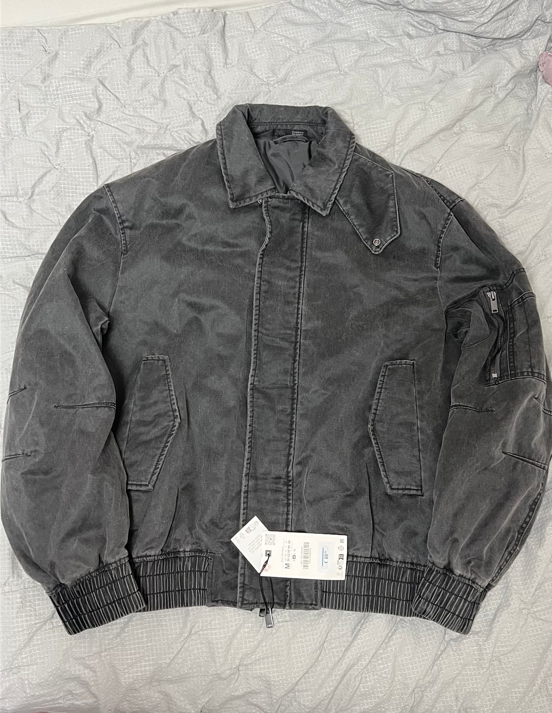 자라 왁스드 가공 워시드 자켓 GREY M사이즈 새제품 상품이미지4