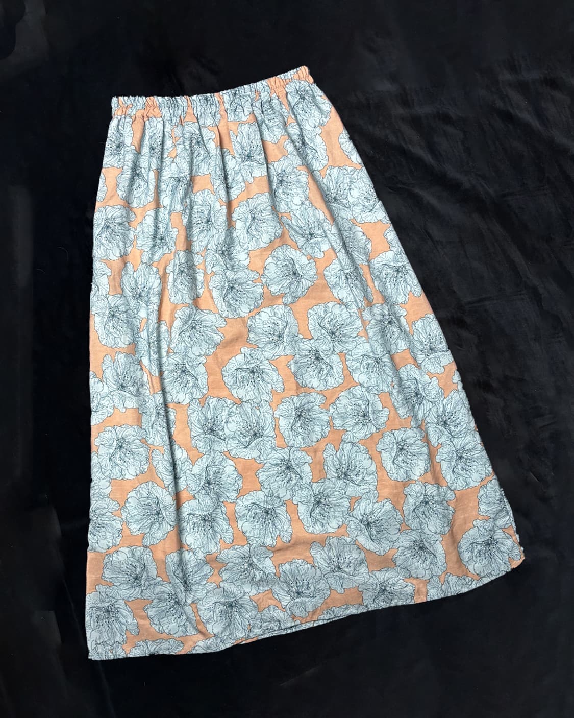 일본빈티지 블루 플라워 롱스커트 상품이미지2