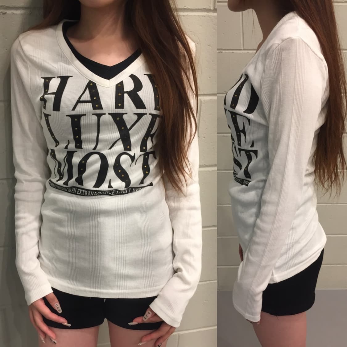 “BODY WAVE” Punk layered V-neck 롱슬리브 상품이미지1