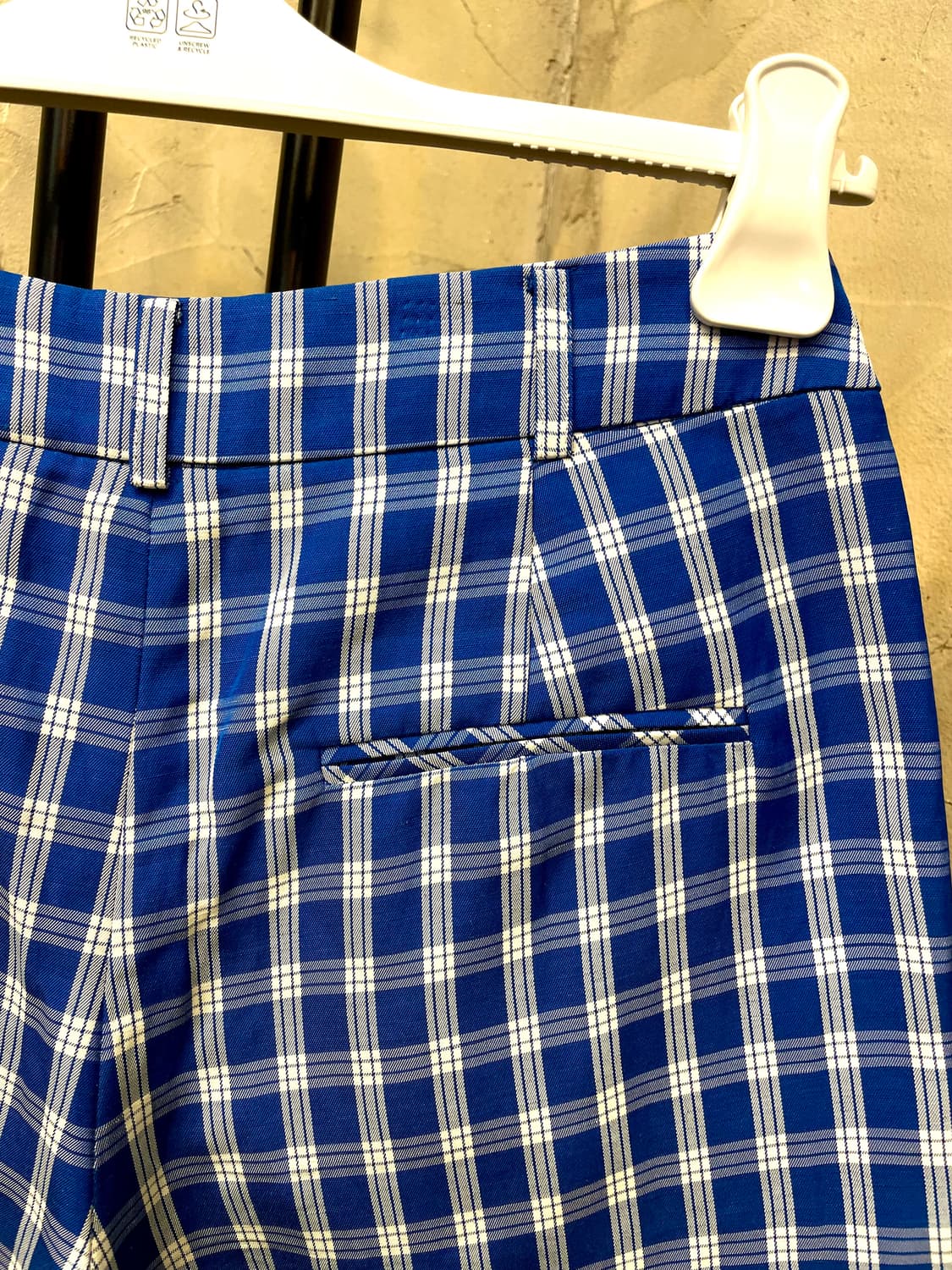 마쥬 레이온 린넨 블루 체크 골반 반바지 66 상품이미지6